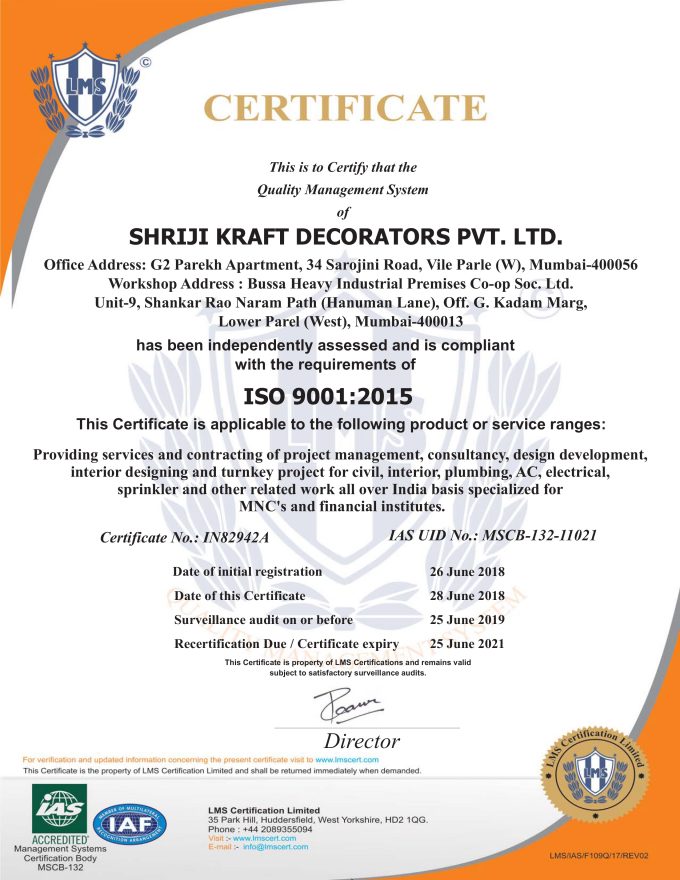 Shriji Kraft Corporate Recognition